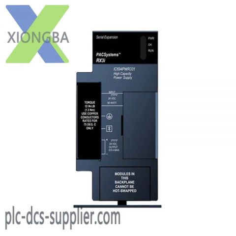 GE IC694PWR331 High Capacity 24 Vdc Power Supply, for Industrial Automation