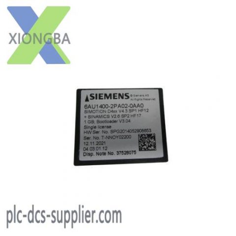 Siemens 6AU1400-2PA02-0AA0 Flash Card for Industrial Control Systems